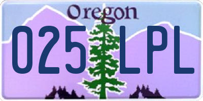 OR license plate 025LPL