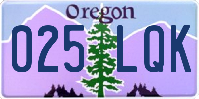 OR license plate 025LQK