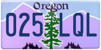 OR license plate 025LQL
