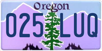 OR license plate 025LUQ