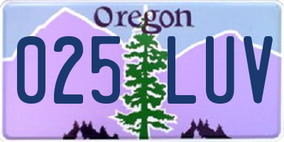 OR license plate 025LUV