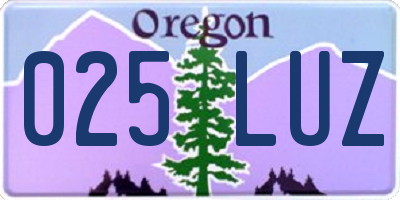 OR license plate 025LUZ