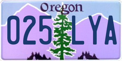 OR license plate 025LYA
