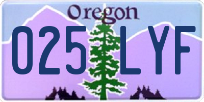 OR license plate 025LYF