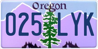 OR license plate 025LYK