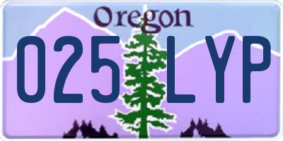 OR license plate 025LYP