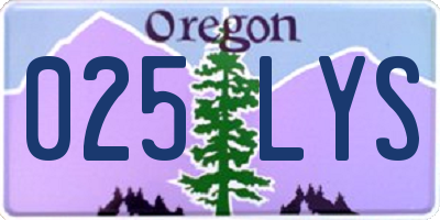 OR license plate 025LYS