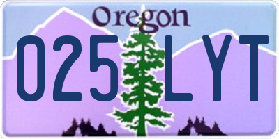 OR license plate 025LYT