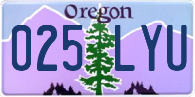 OR license plate 025LYU