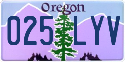 OR license plate 025LYV