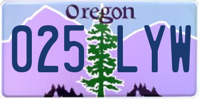 OR license plate 025LYW