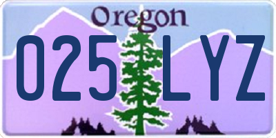 OR license plate 025LYZ