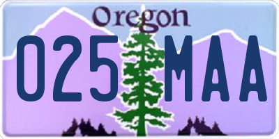 OR license plate 025MAA