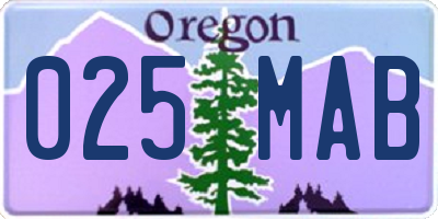 OR license plate 025MAB