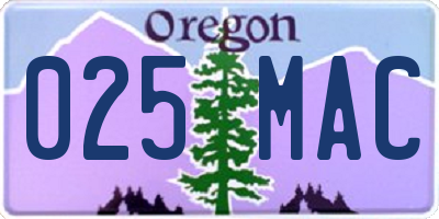 OR license plate 025MAC