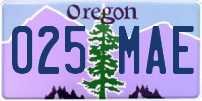 OR license plate 025MAE