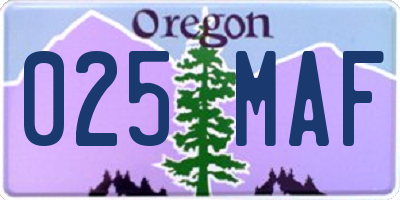 OR license plate 025MAF