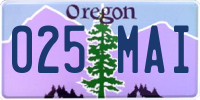 OR license plate 025MAI