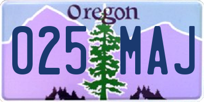 OR license plate 025MAJ