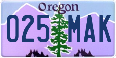 OR license plate 025MAK