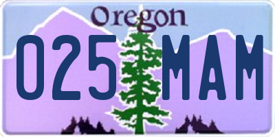 OR license plate 025MAM