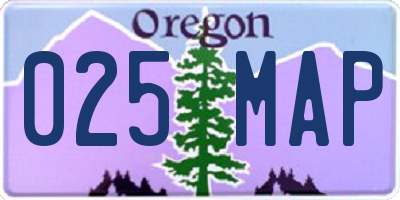 OR license plate 025MAP