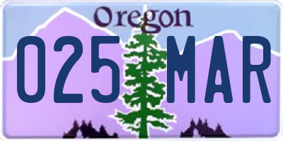 OR license plate 025MAR