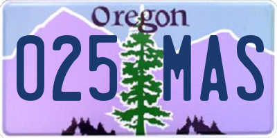 OR license plate 025MAS