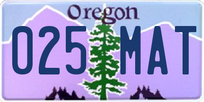 OR license plate 025MAT