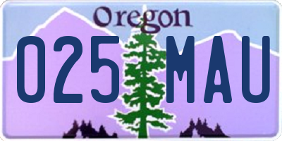 OR license plate 025MAU