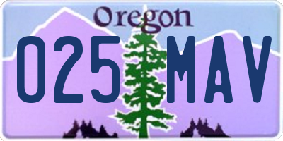 OR license plate 025MAV