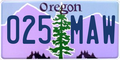 OR license plate 025MAW