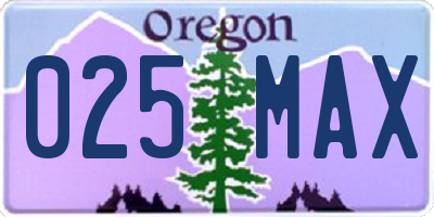 OR license plate 025MAX