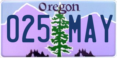 OR license plate 025MAY