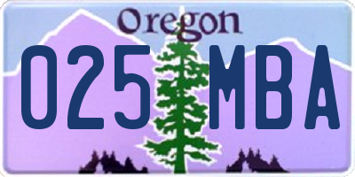 OR license plate 025MBA
