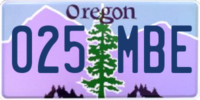 OR license plate 025MBE