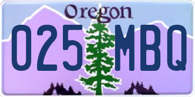 OR license plate 025MBQ