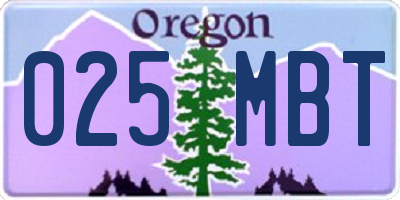 OR license plate 025MBT