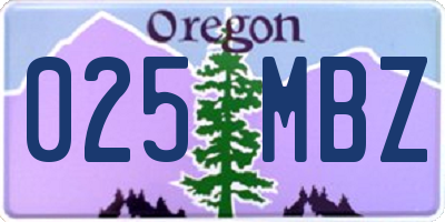 OR license plate 025MBZ