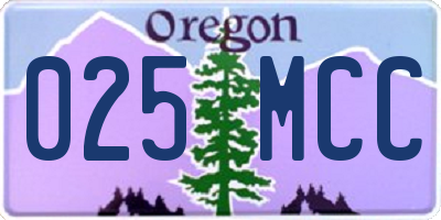 OR license plate 025MCC