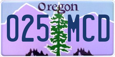 OR license plate 025MCD