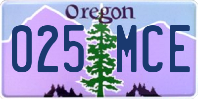 OR license plate 025MCE