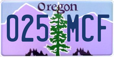 OR license plate 025MCF
