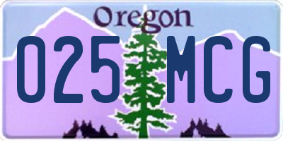 OR license plate 025MCG