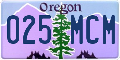 OR license plate 025MCM