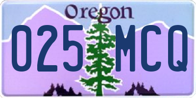 OR license plate 025MCQ