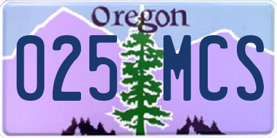 OR license plate 025MCS
