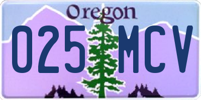 OR license plate 025MCV