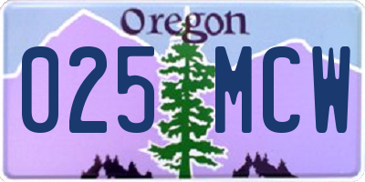 OR license plate 025MCW