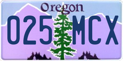 OR license plate 025MCX
